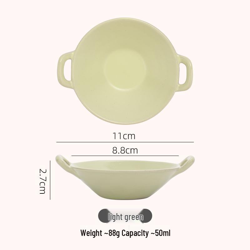 

Double-Eared Ceramic Dipping Dish for Sauces and Snacks