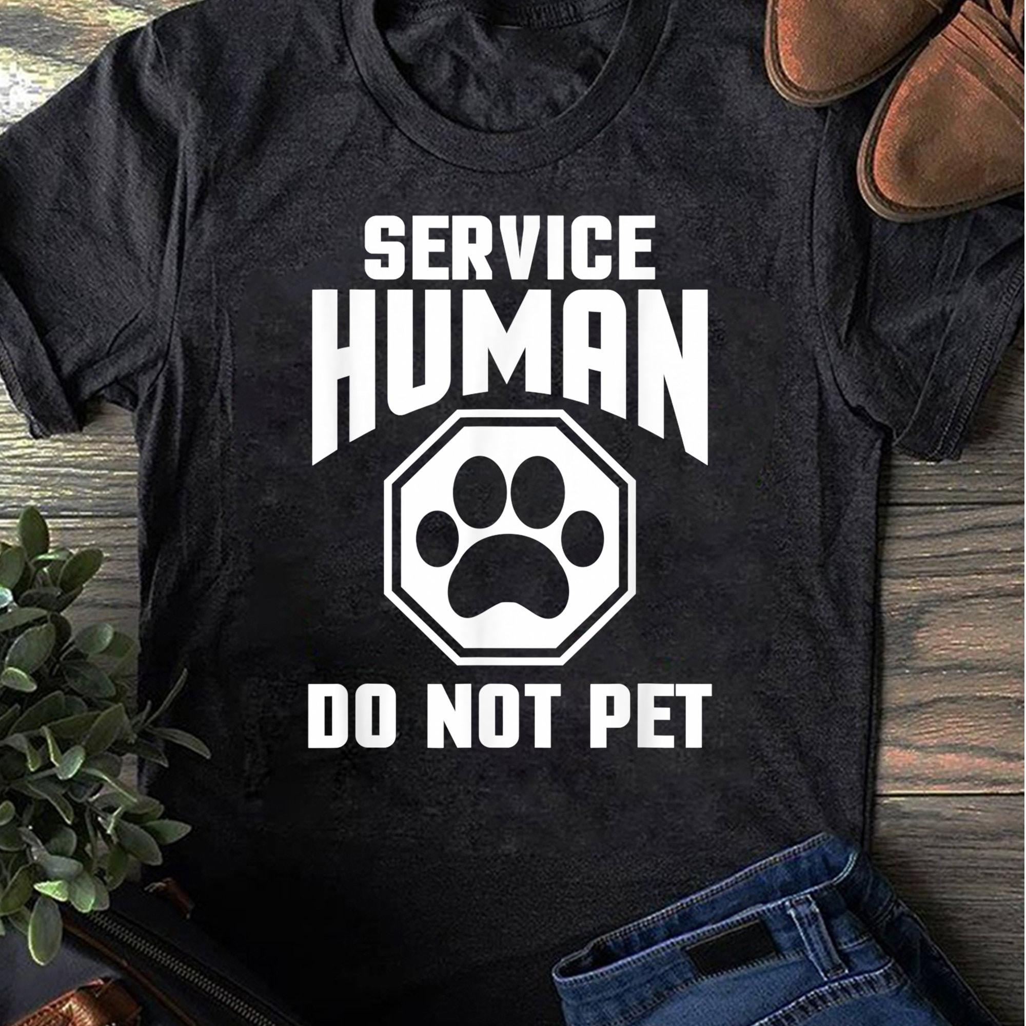 Service Human Design Do Not Pet Funny Dog Lover Quote Print Women T-Shirts Cotton Tops S чёрный