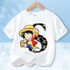 2026 New One Piece Letter A-Z Anime Luffy Gear  Cartoon Graphic Cotton T-shirt for Children Summer Sports Tees Casual Kids Tops