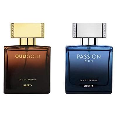 Liberty Men Luxury Spray Kombipack - Oud Gold And Passion (Je 50 ml/1,7 oz), Eau de Parfum (Edp), Hergestellt in Frankreich, langanhaltender Duft.