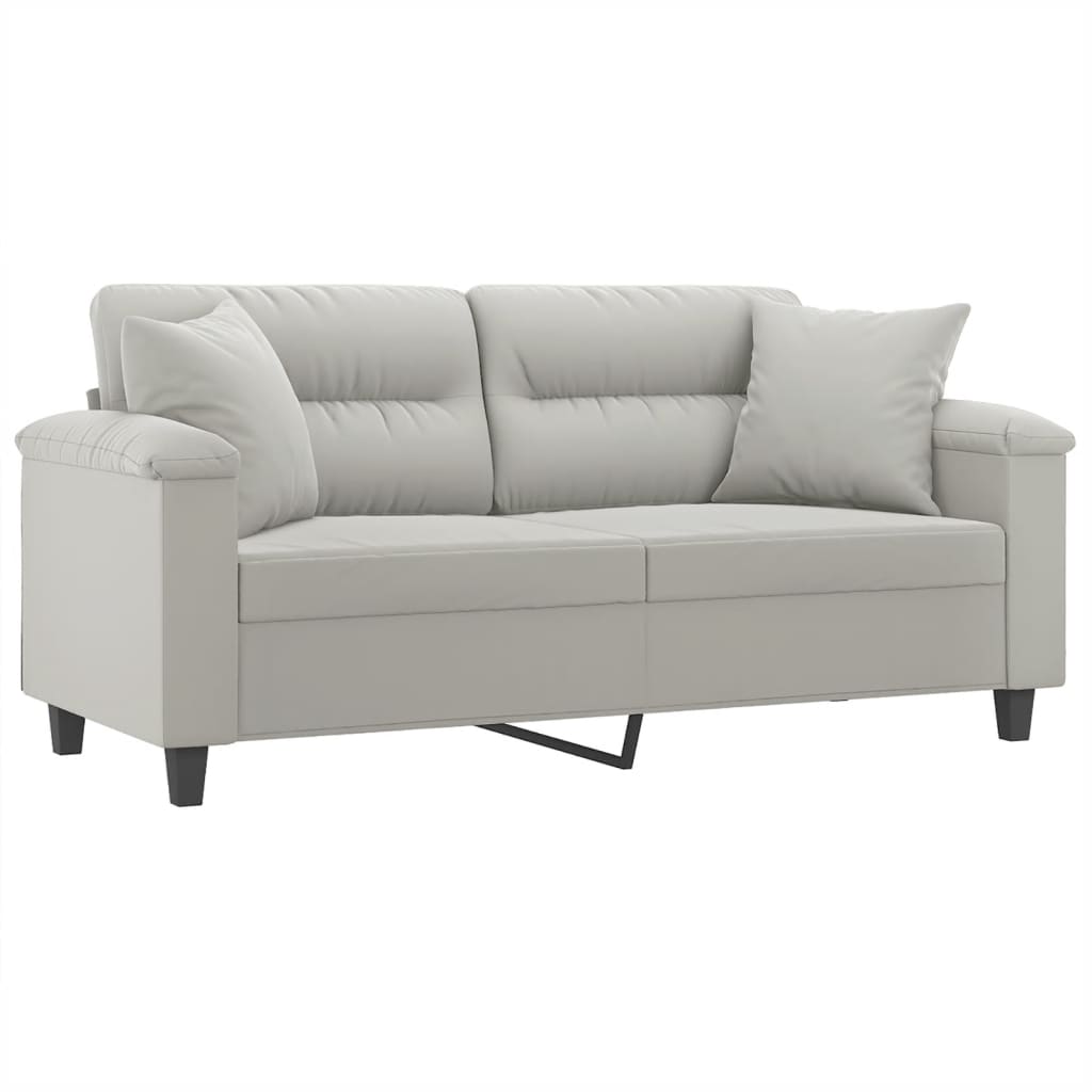 Vidaxl 2-Osobowa Sofa Z Poduszkami, Jasnoszara, 140 Cm, Mikrofibra