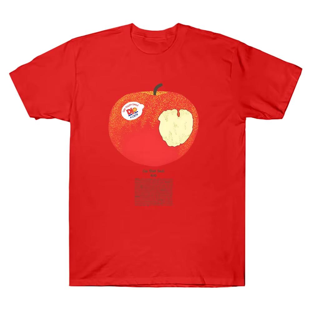 Djo Apple Tshirt Fun Cartoon Pattern Tshirt 2026 Summer Mens Womens Casual Fashion Soft Comfortable Pure Cotton Tshirt