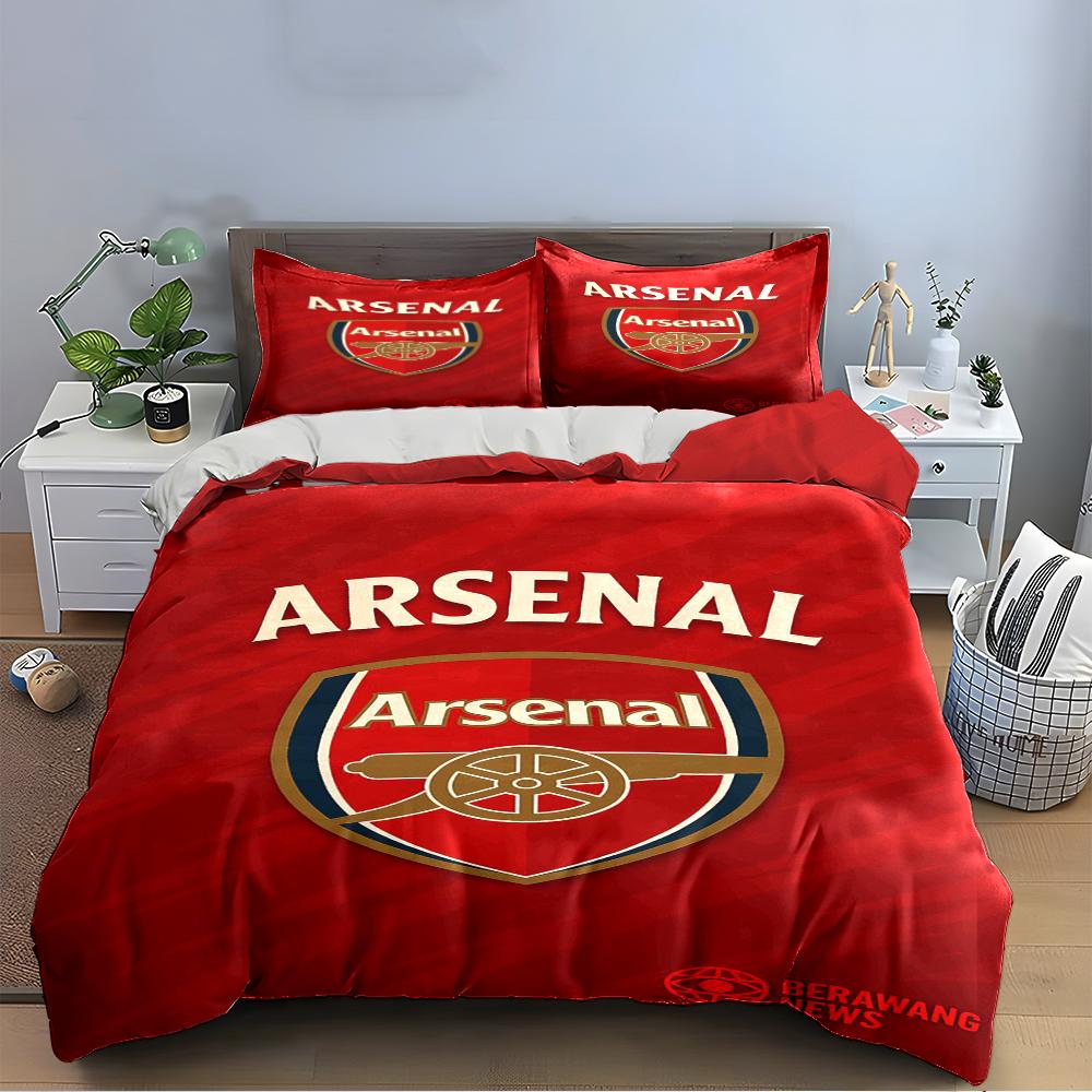 Ensemble de literie logo Arsenal rouge Ensemble de housse de couette Housse de couette Taies d'oreiller Décoration de la maison (1 * Housse de couette 2 * Taies d'oreiller, sans couette)