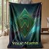 Coperta in Flanella Personalizzata con Nome Testo FC Werder Bremen Logo Calcio Coperta Plaid in Pile Personalizzata Regalo Speciale per Divano Camera da Letto Casa