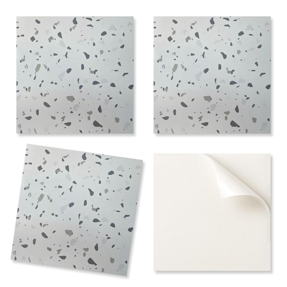 Set of vinyl tiles with a motif for the kitchen and living room. Abstract pattern with spots 20x20x20 cm.