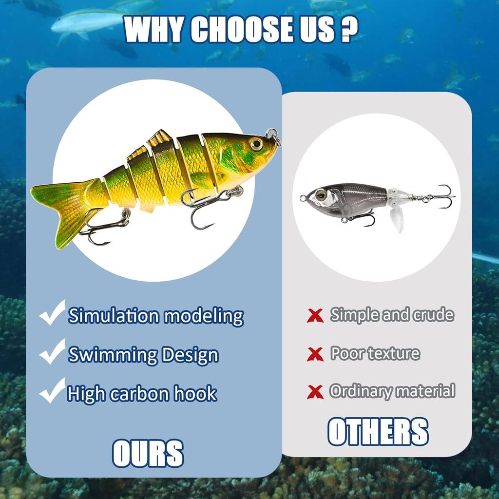 Multi-Jointed Swimbait – Realistic Swimming Lure for Bass, Pike & Saltwater Fish, Freshwater & Inshore Use