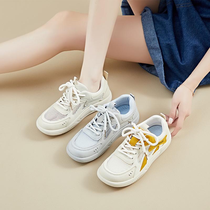 New Summer White Shoes for Female Students' Mesh Breathable Height-enhancing Casual Shoes