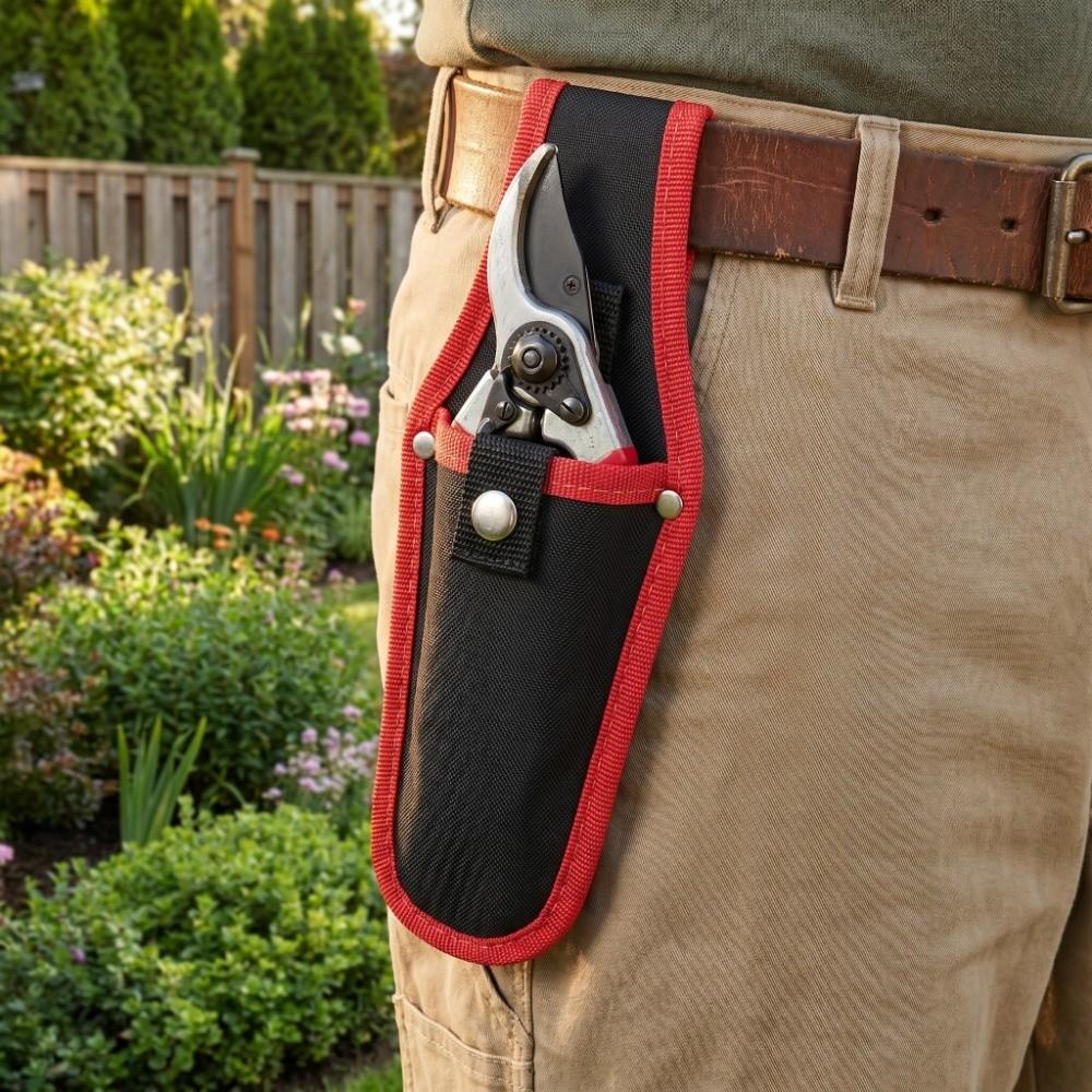 2PCS Canvas Pruning Shears Pouch Lightweight Portable Scissor Holder with Buckle Red Scissor Belt Pouch