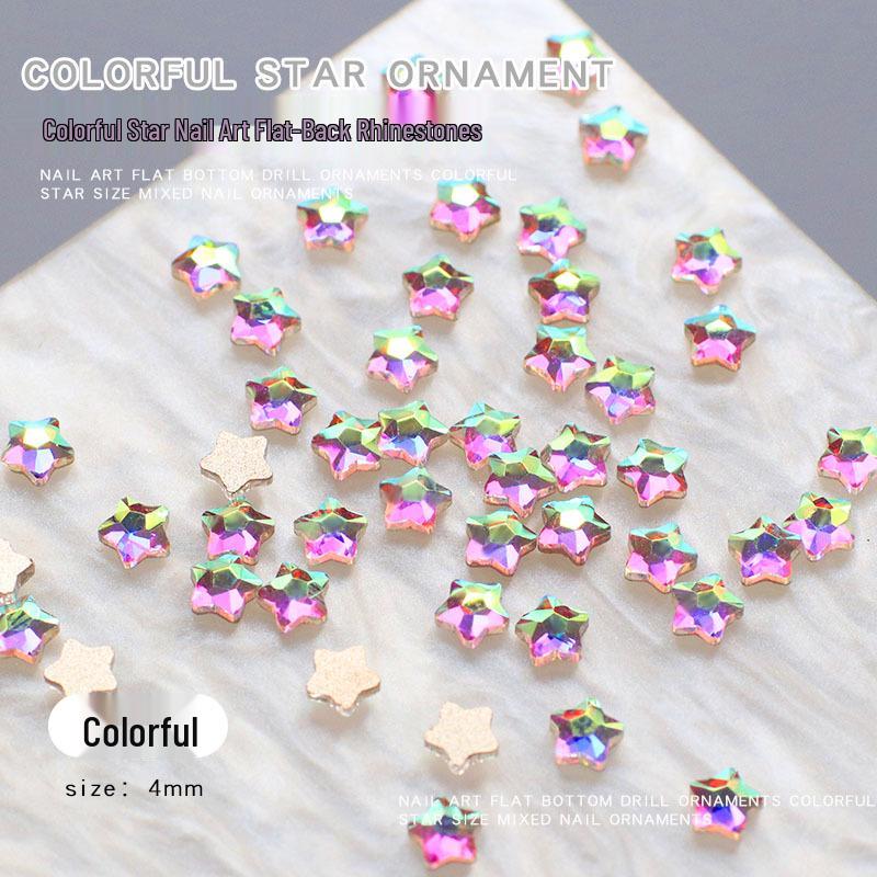 50 Pcs Nail Art Rhinestones: Irregular Shapes, Small Size, Starfish & Pentagram Mix