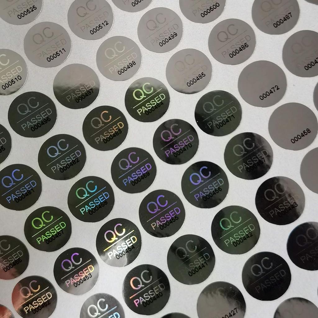 1100pcs 0.39 inch QC Passed Tamper Proof Stickers Silver High Security Tamper Evident Warranty Void Hologram Labels w/Unique Sequential Serial