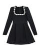 Elegant Rhinestone Square Neck Long Sleeve Bandage Dress for Women