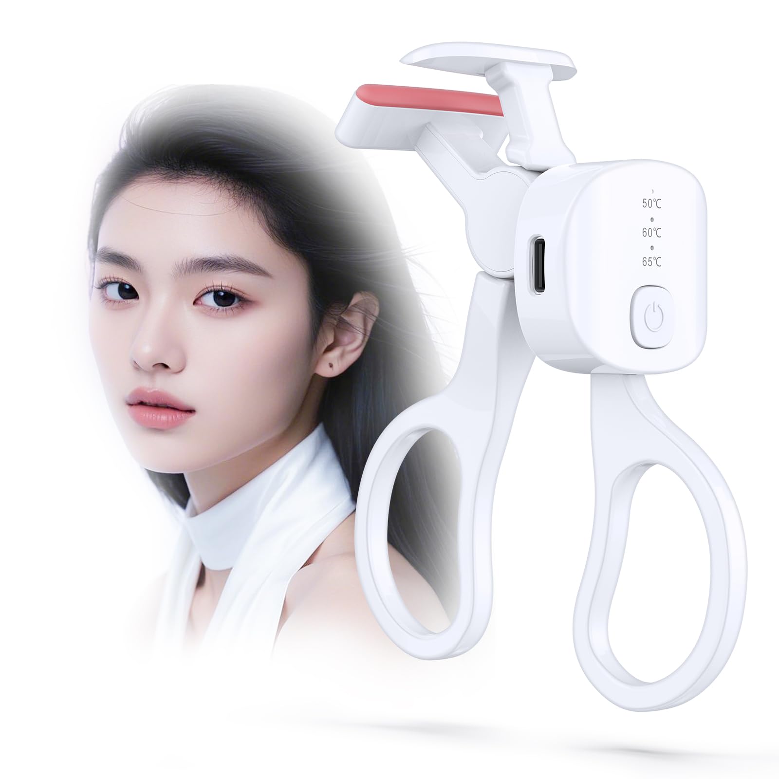 

USB Rechargeable Eyelash 3 Temperature Automatic Perfect for and White Clamp-Type Curler, Settings, Power-Off, Heat-Sensitive Silicone, Anniversaries, белый