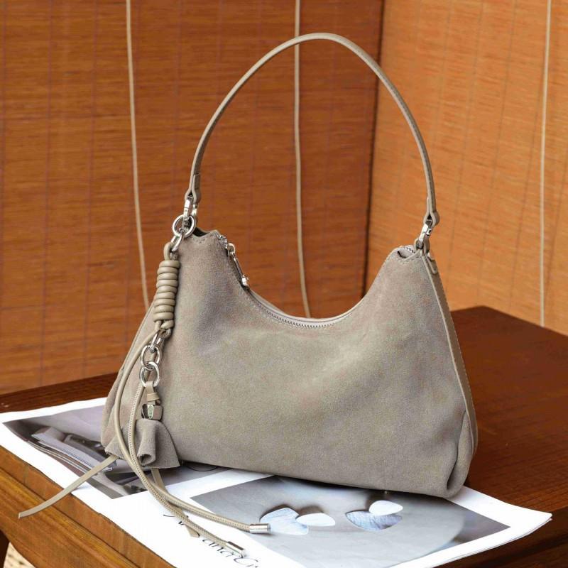 Women s Bag Genuine Leather Pillow Fashionable Retro Frosted Crossbody Shoulder Versatile Commuting Tote 30-11-20CM серый