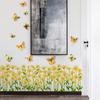 New Green Plant and Yellow Flower Butterfly Wall Stickers Ins Living Room Background Wall Room Decoration Wall Paper Self-adhesive