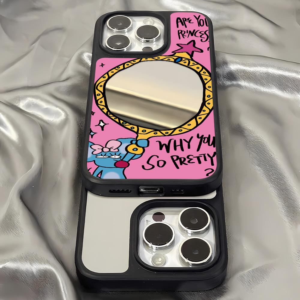 Mirror Phone Case for iPhone 15 11 13 14 for 15 16 Pro Max 12 13 16 Pro Cloud Flower and Animal Cute Style Phone Case