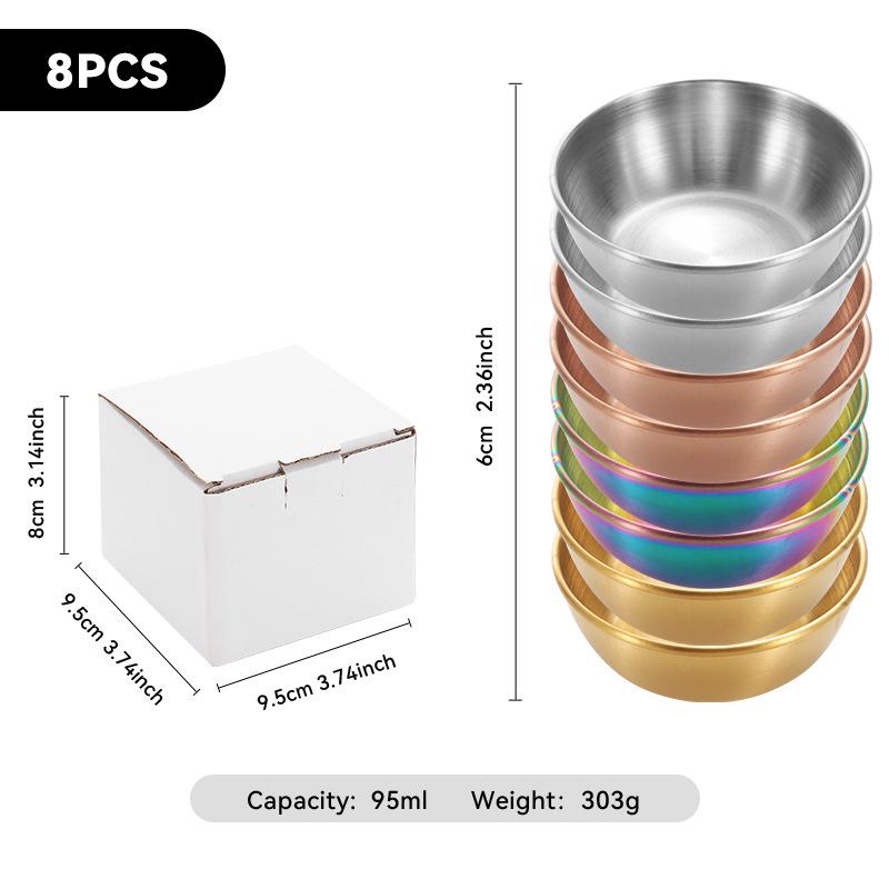

Набор из 4 круглых мисок для приправ и соусов из золотой нержавеющей стали 304 для соевого соуса
