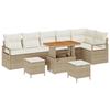 Ensemble de canapé de jardin vidaXL 9 pièces avec coussins beige en poly rotin acacia, Canapé de jardin 2 places 3364496