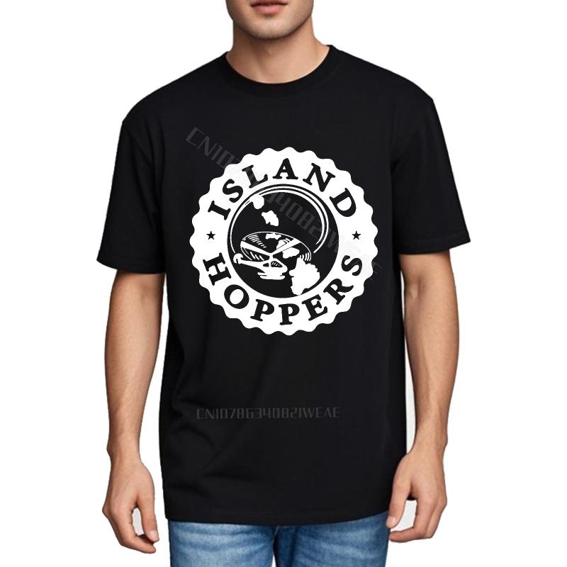 Teeshirt Adult Oversized Tshirt Island Hoppers Logo On Black Comfortable Big Size Tee Shirt Hiphop Vintage Tshirt Vintage