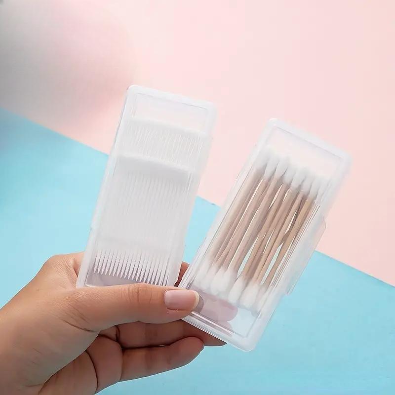 1pcs Portable Clear Small Items Storage Box, Bathroom Organizer Storage Case, Swab Holder Box,Toothpicks Sorting Box, Dust-Proof Storage Box