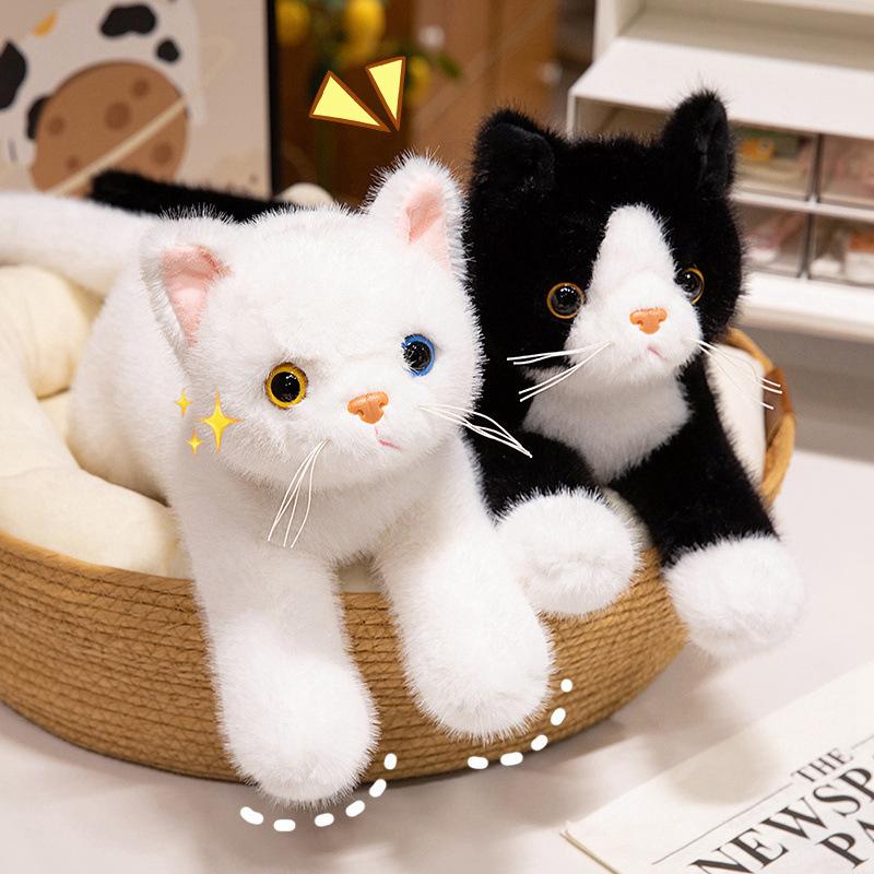 Cartoon Niedliche Pose Katze Puppe Stoffpuppe Katze Drei Getigerte Katze Plüschtier Kinder Schlafkissen Puppe Geschenk