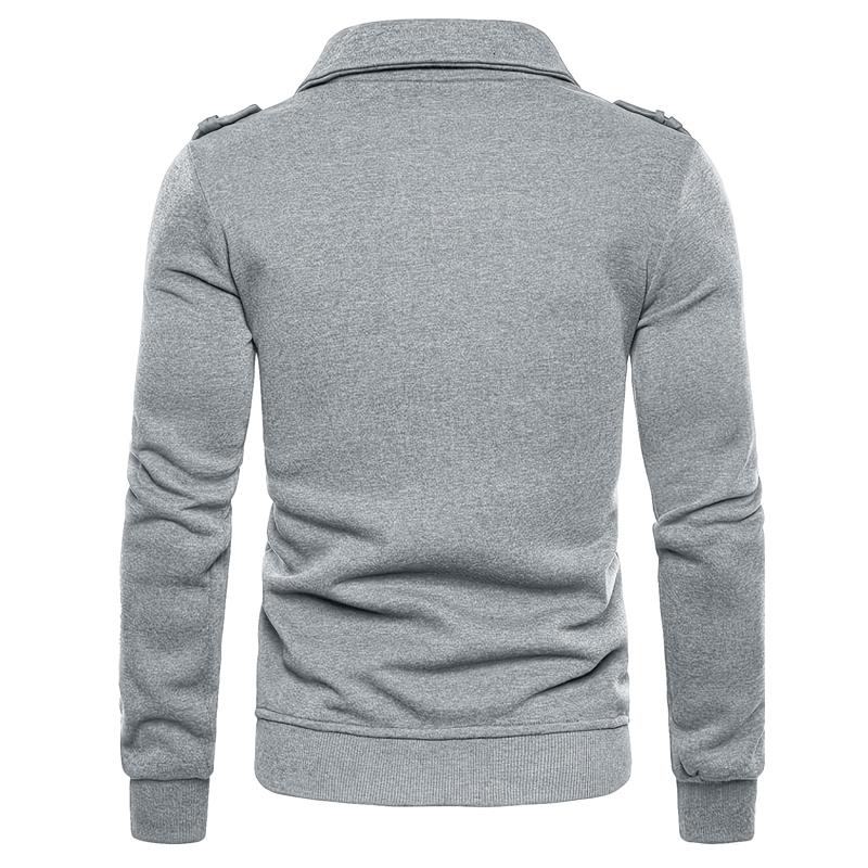 Mens Lapel Collar Motorcycle Jacket, Asymmetric Zipper Long Sleeve Casual Outerwear for Daily Wear