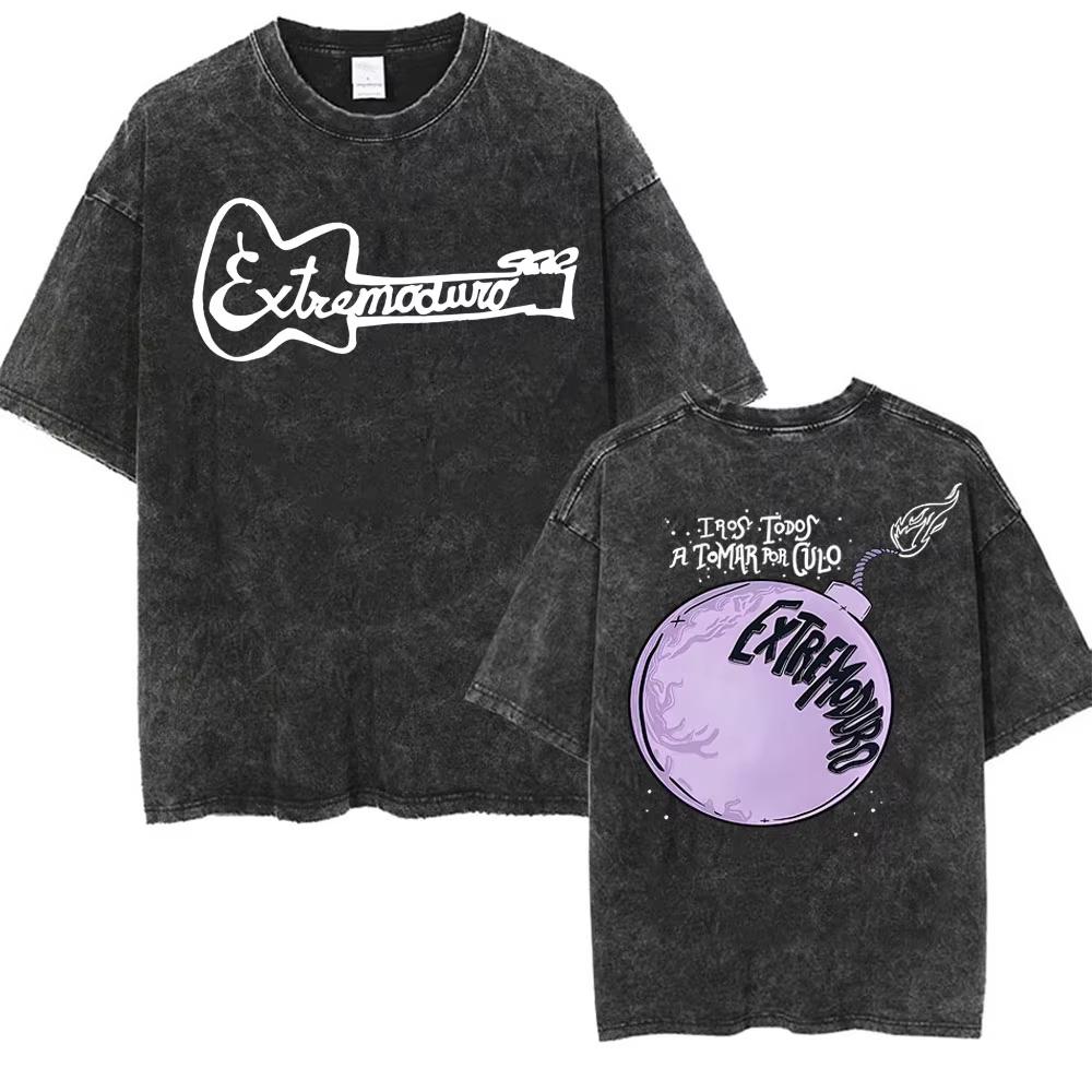 Rock Band EXTREMODURO Yominoria Absolvta Vintage Washed Tshirts Men Women Fashion Harajuku Oversized Cotton T Shirts Streetwear