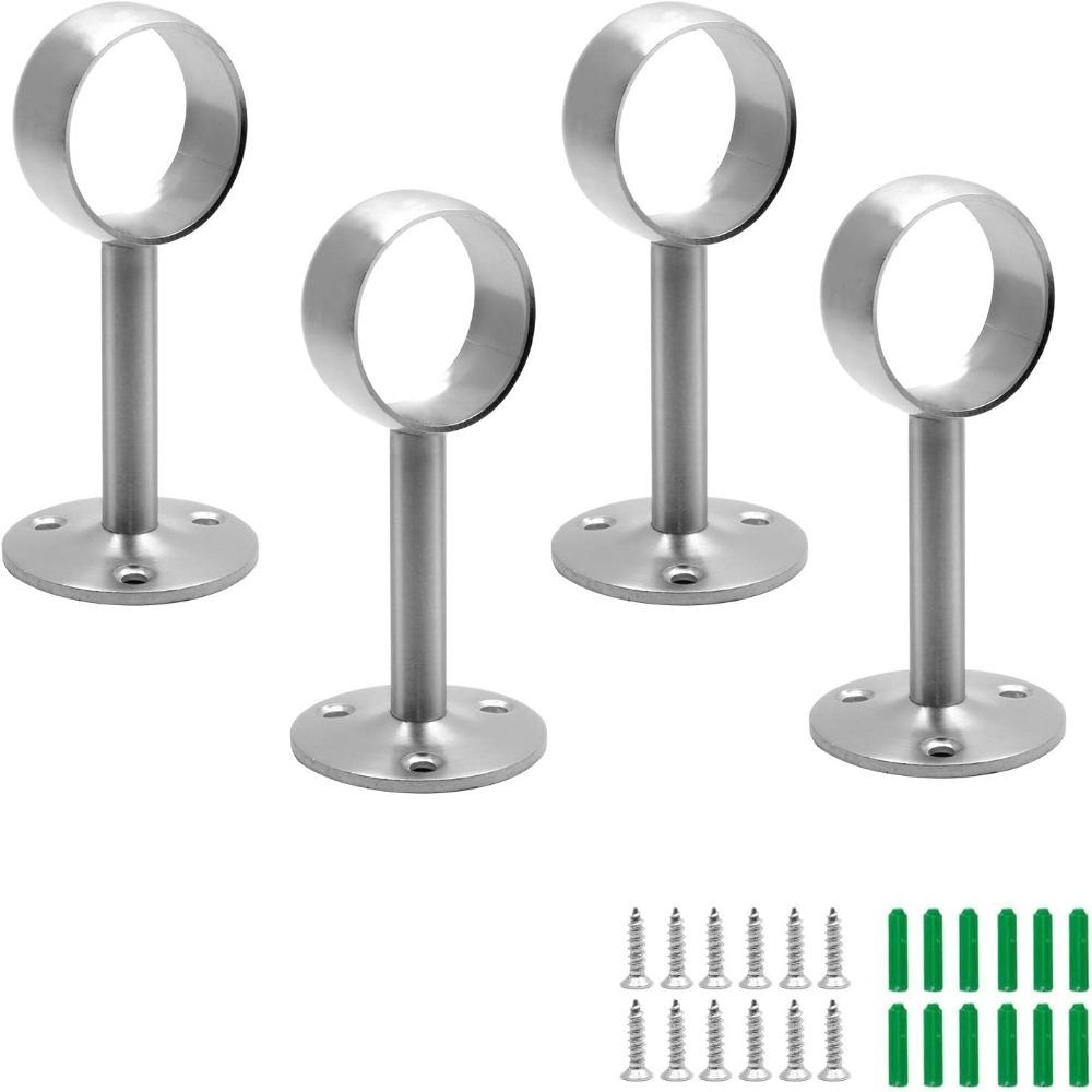 4Pcs Stainless Steel Curtain Rod Holders Heavy Duty Ceiling Curtain Rod Curtain Rod Bracket Wall