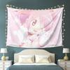 Madoka Kaname Kyubey Tapestry Single Sided Print Polyester Wall Hanging for Bedroom Living Room Cute Anime for Puella Magi Fans