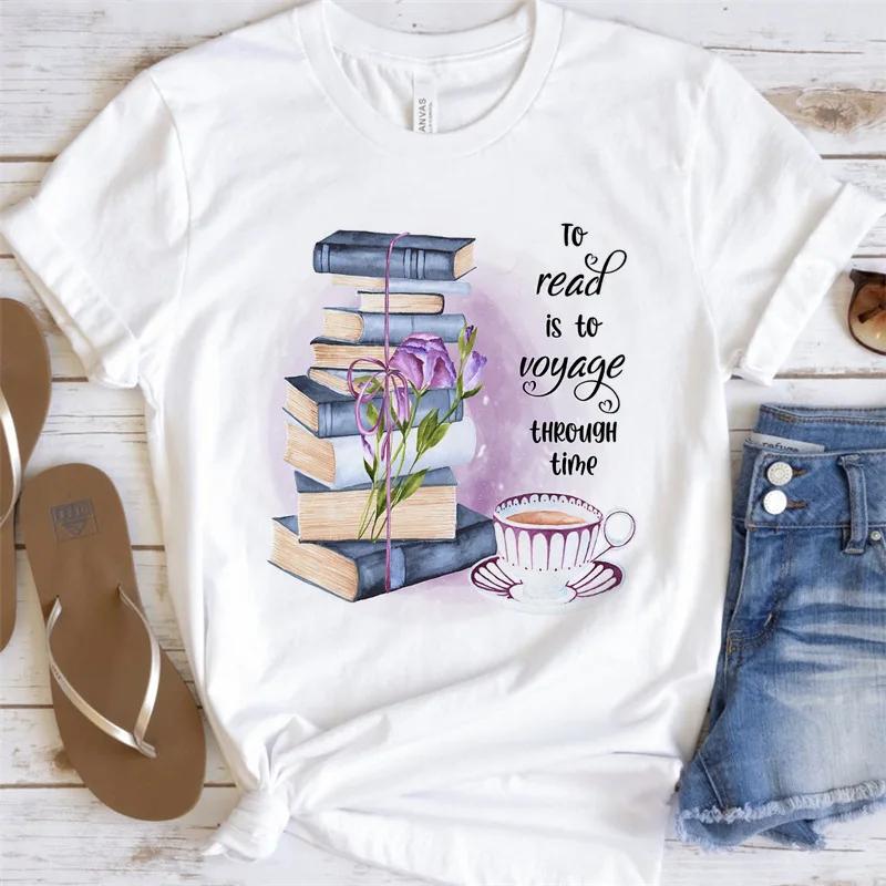 Womens Shortsleeved Tshirt Fashion Book Print Base Shirt Graphic T Shirts  Harajuku  Aesthetic Clothes