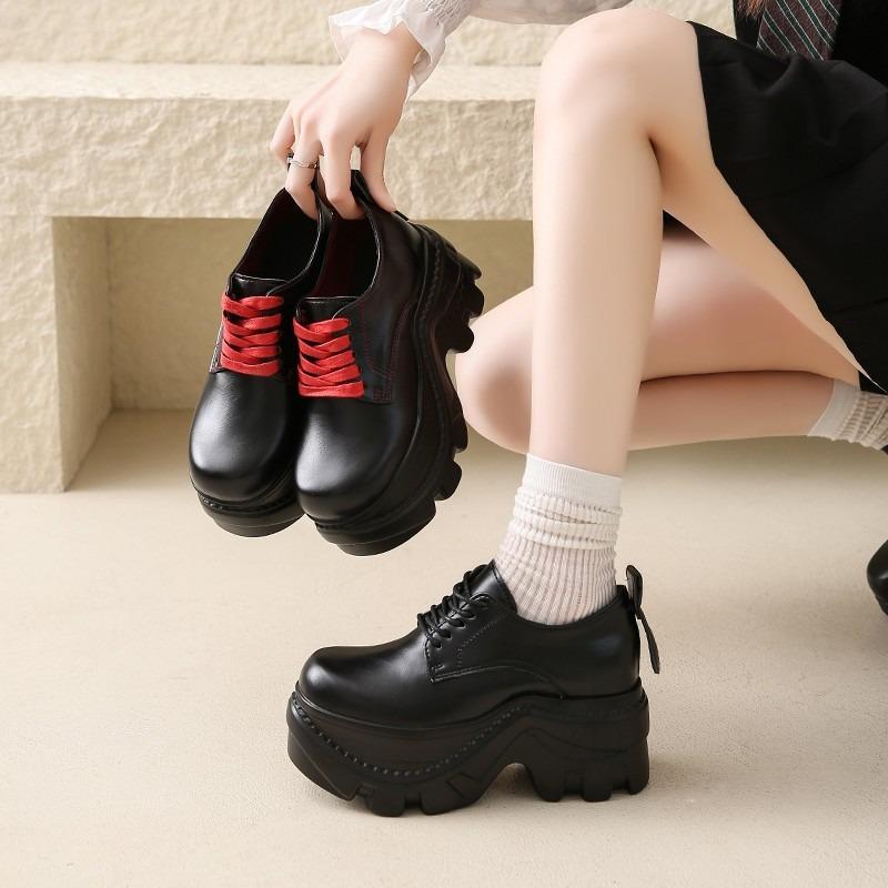 Fashion Thick Soles Women Oxford Shoes Spring and Autumn Plus Size Breathable Thin Shoes Comfortable Outdoor Casual High Heels