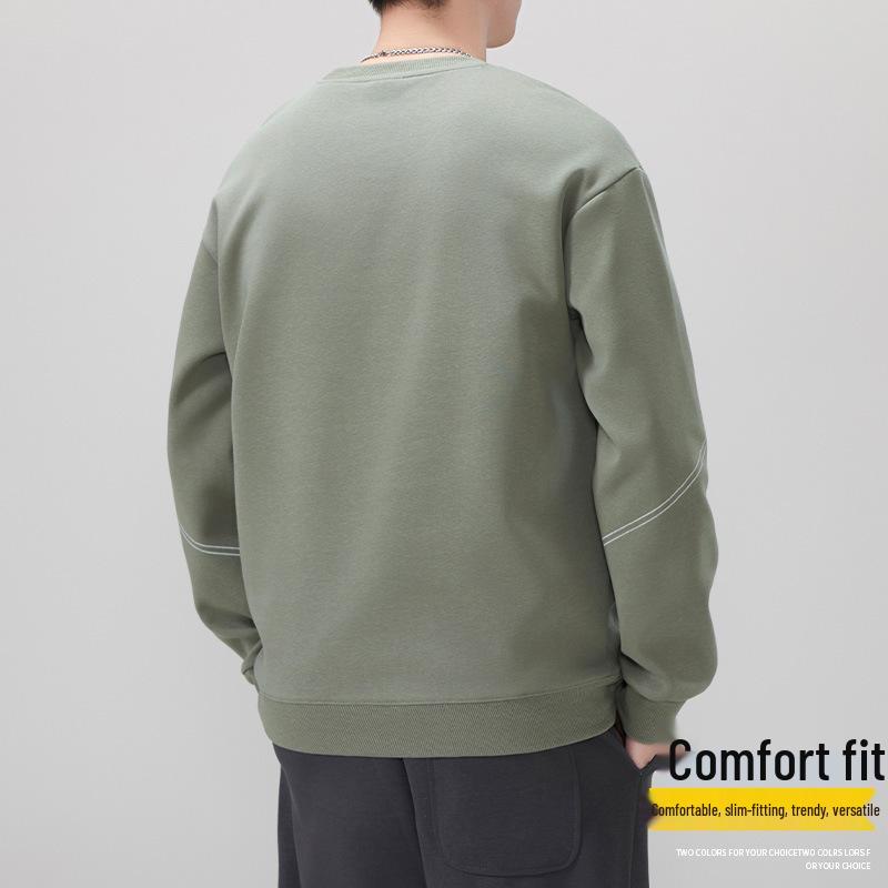 Men's 2025 Autumn/Winter Velvet Thickened Pullover Hoodie - Round Neck, Long Sleeve, Casual Sports Top
