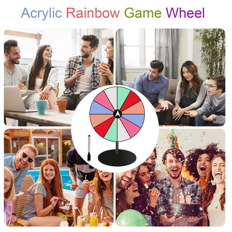 12 Slots Prize Wheel Table Prize Wheel Spinner Heavy Duty Base With Dry Erase Marker For Trade Shows Carnivals And Home