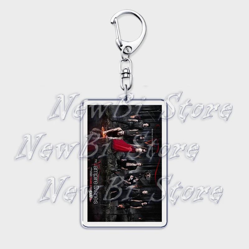 TVD The Vampire Diaries Keychain for Accessories Bag Damon Stefan Salvatore Elena Gilbert Key Chain Keyring Jewelry Fans Gifts