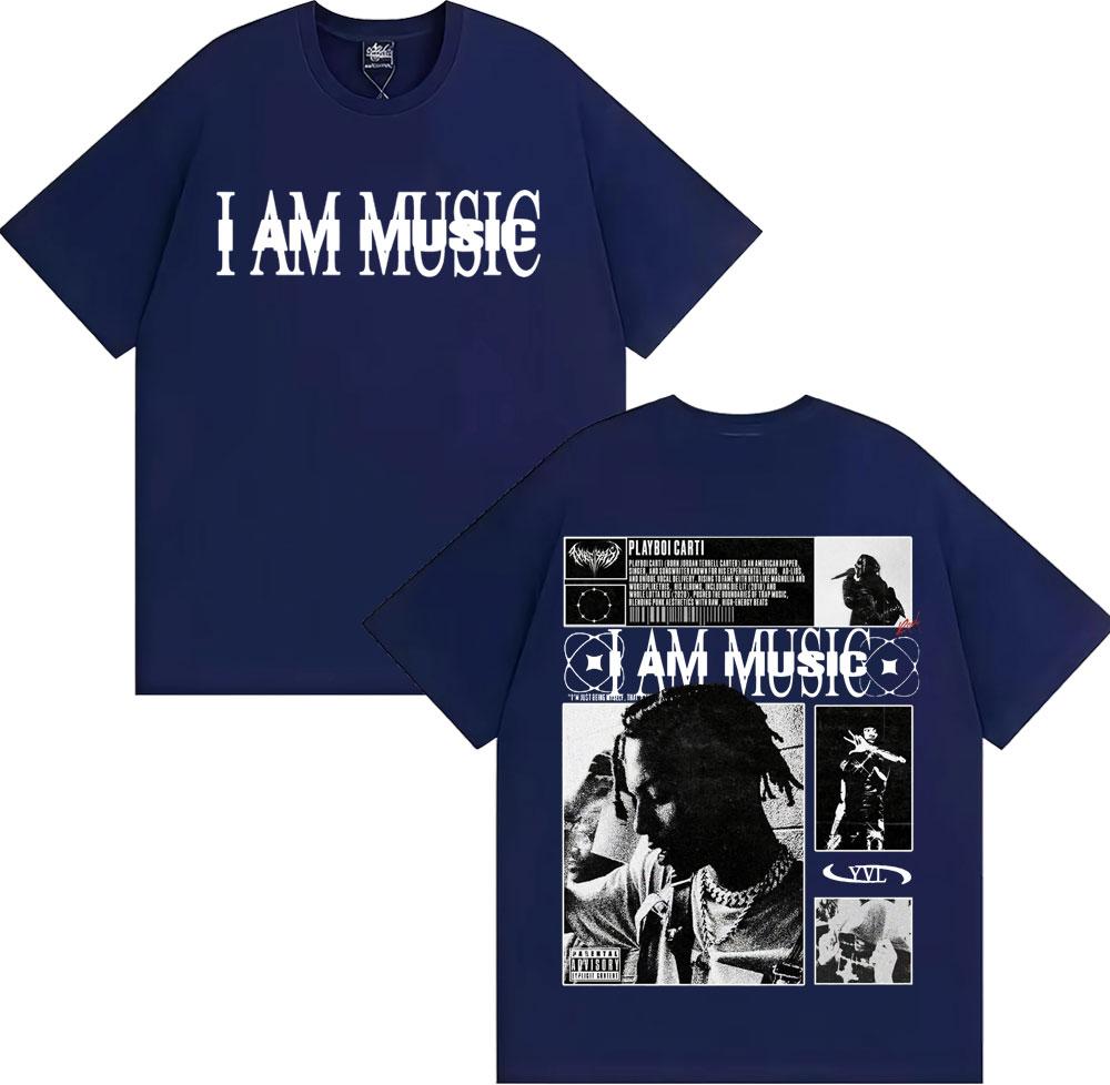 Rapper Playboi Carti I AM MUSIC Album Logo T-Shirts für Herren Harajuku Hip Hop Vintage T-Shirt Lässiger Komfort 100% Baumwolle T-Shirts
