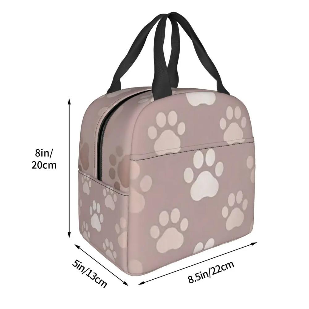 Cute Golden Gradient Pet Paw Print Insulated Lunch Bag for Women Kids Leakproof Food Boxes Thermal Lunch Box Tote