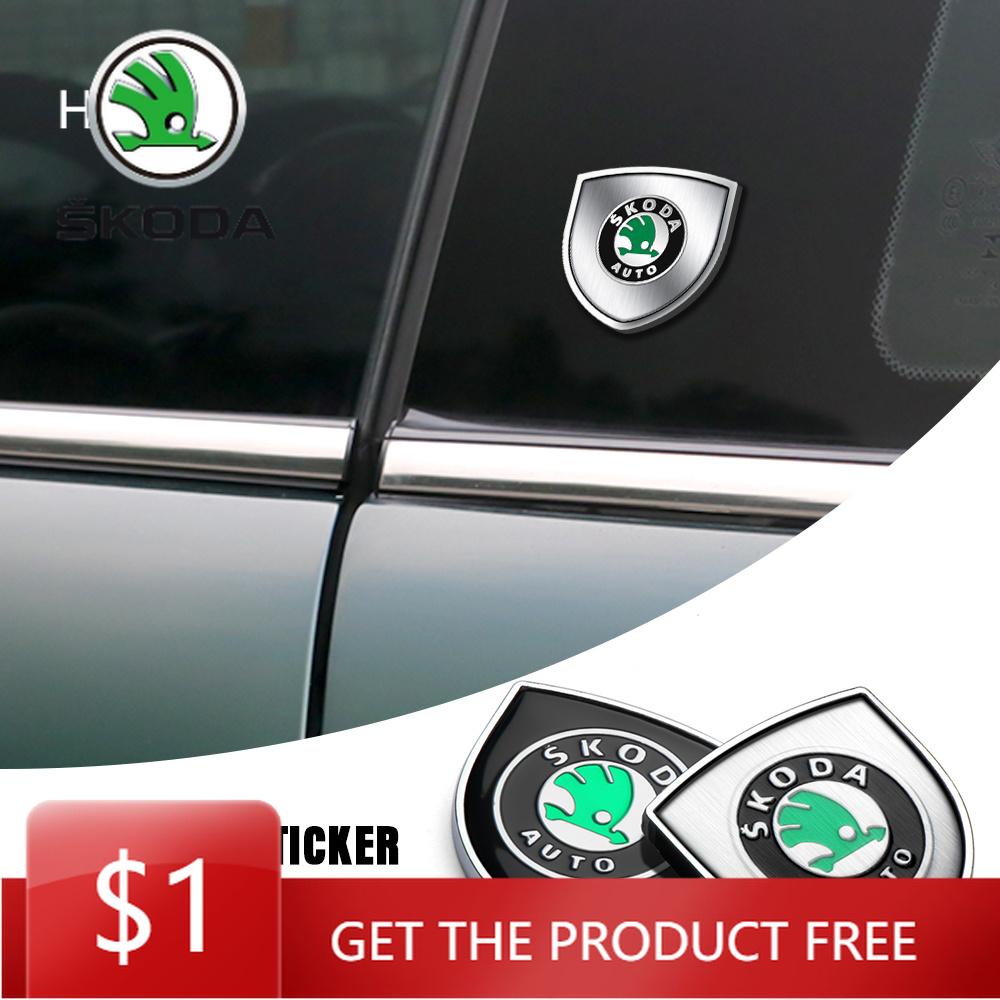 Car Sticker Car Styling 3D Metal Shield Emblem Body Side Window Stickers Accessories For Skoda KAMIQ KAROQ RAPID Octavia 2 FABIA