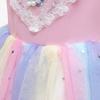 Girls Kids Summer Thin Knitted Tulle Rainbow Unicorn Princess Dress