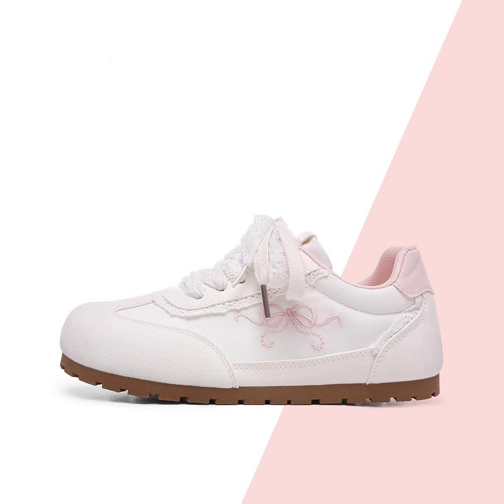 Ballet style moral training shoes women's 2025 summer new sweet style lace bow white shoes casual sports Forrest Gump shoes