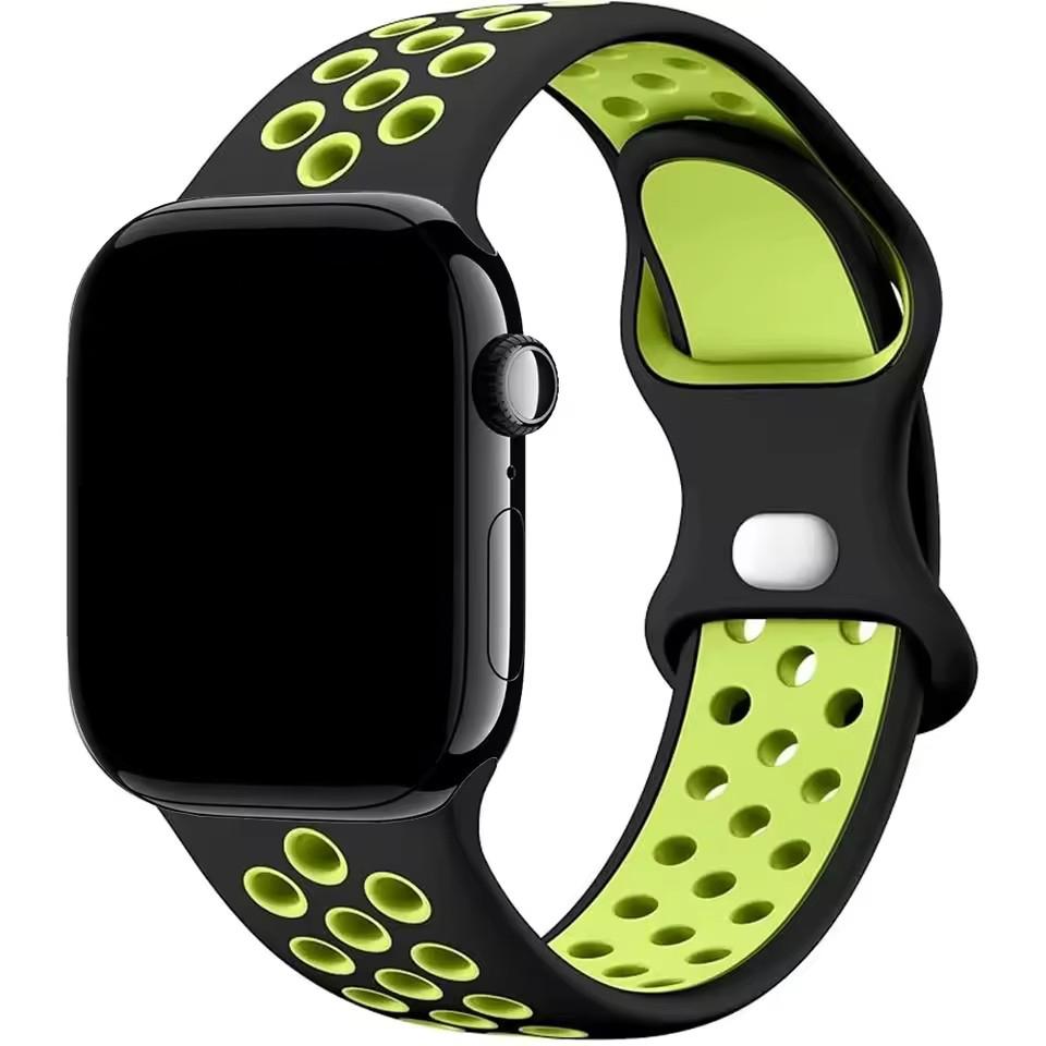 Soft Silicone Band for Apple Watch 9 8 7 6 Ultra 2 49mm 46mm 44mm Sport Waterproof Watch Strap for Iwatch Series 5 4 SE Bracelet