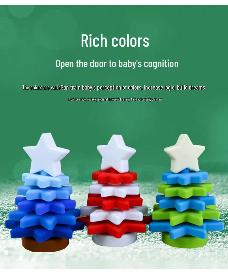 Platinum Silicone Christmas Tree Stacking Toy for Kids - DIY Educational Building Blocks & Holiday Ornament
