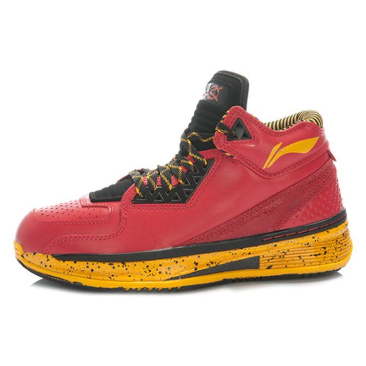 Li Ning WOW 2 Cushioning Rebound And Wear Resistant Mid Top Basketball Shoes Men's Red Yellow Gray ABAH017-3