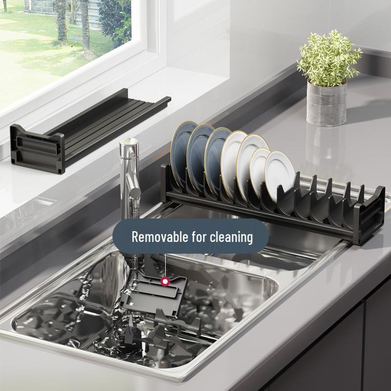 Kitchen Dish Drying Rack with Cutlery Holder and Drawer Organizer