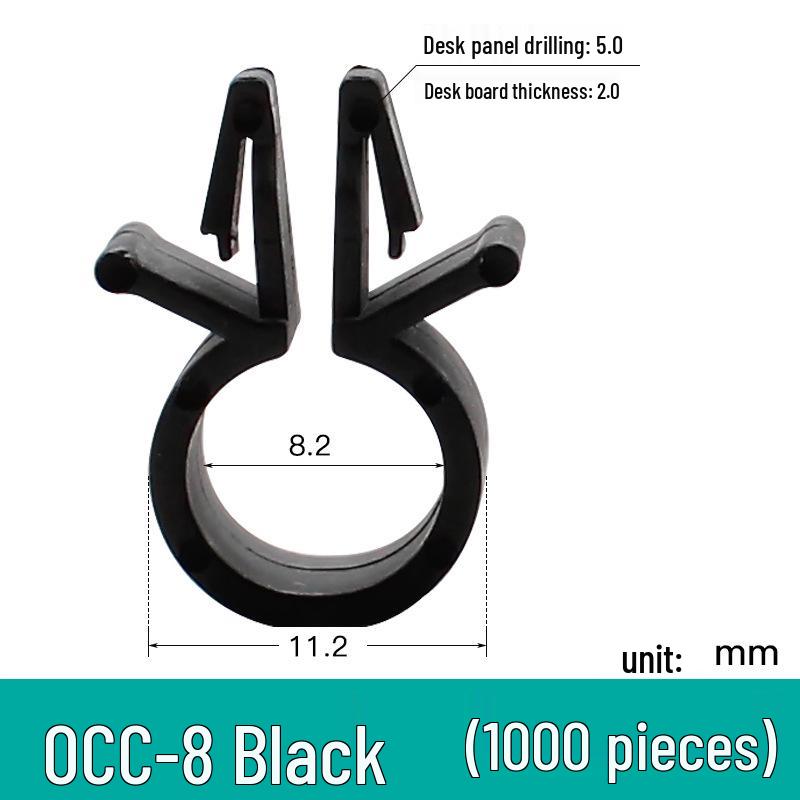 Black Round Cable Clip with Pin-Type Fastening - Airplane Head Design for Cable Management