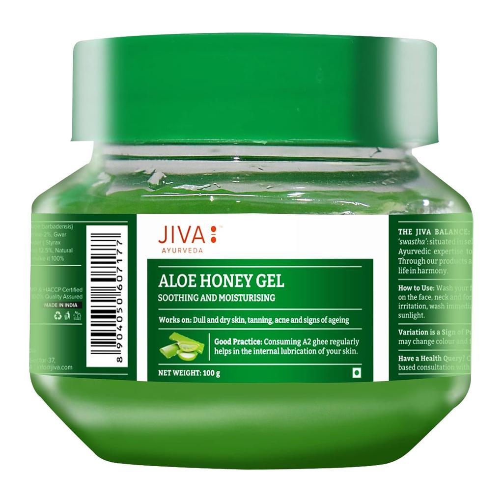 Jiva Aloe Honey Gel 100 g Pack Of 2 Hydrating Skin Gel For Daily Moisture Soothing Care All Skin Types Gentle Use