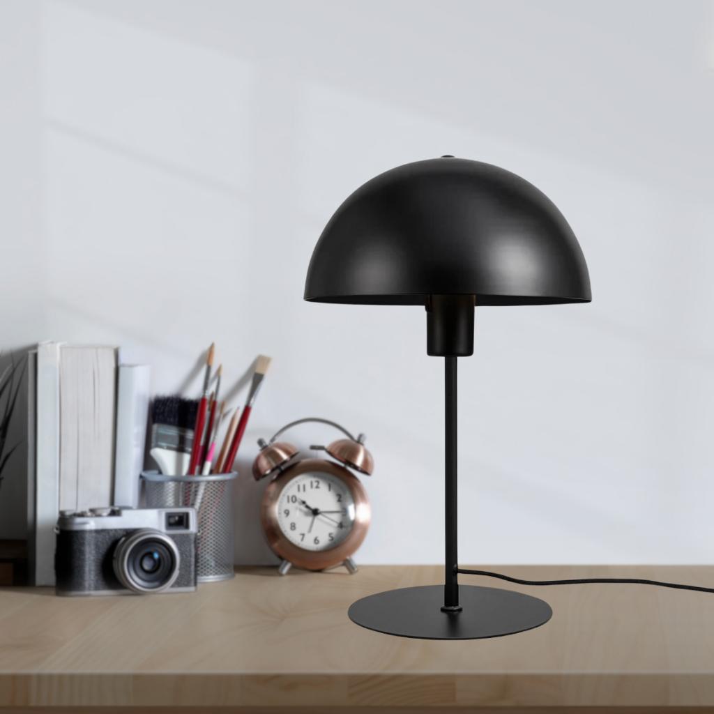 Lampă de masă din metal New Yorker Tăblie ciupercă Abajur negru Lampă de birou Banker