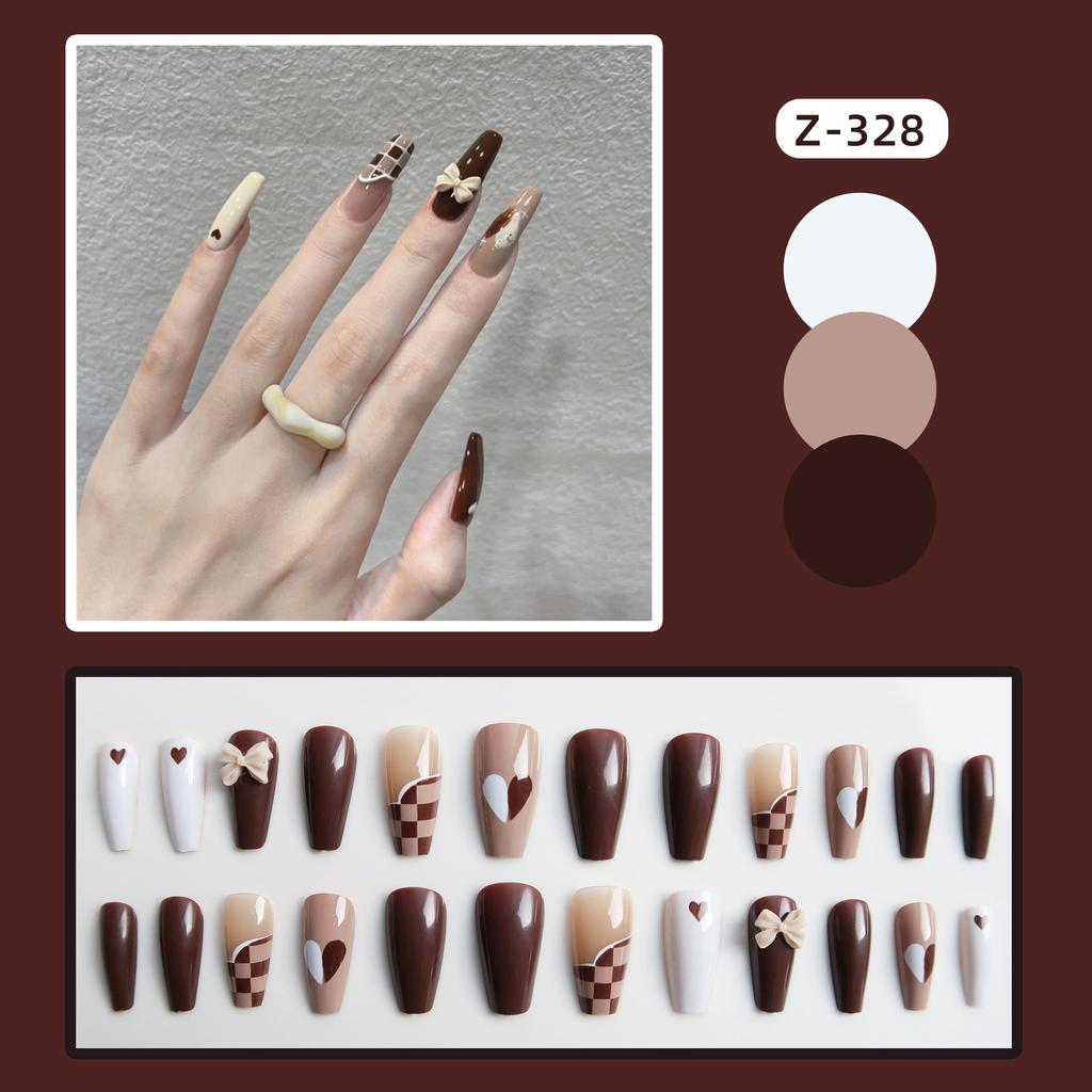24Pcs Frosted Smoky Black Ripple Fake Nails Full Coverage Removable Press On Nails Finished Nail Stickers