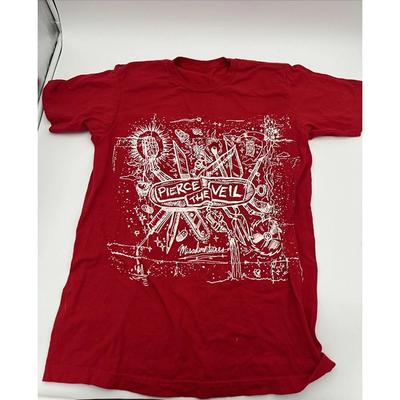 Pierce The Veil Koszulka Czerwona Music For Lovers Bawełniana Pełny Rozmiar Koszulka Unisex