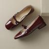 Fashion Square Toe Black Ladies Summer Footwear Mary Jane Low Heel Elegant Japanese Style Lolita Red Gothic Shoes for Women