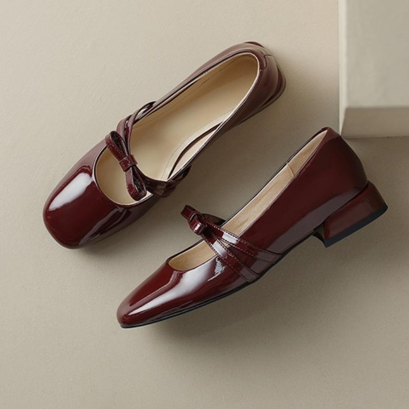 Fashion Square Toe Black Ladies Summer Footwear Mary Jane Low Heel Elegant Japanese Style Lolita Red Gothic Shoes for Women