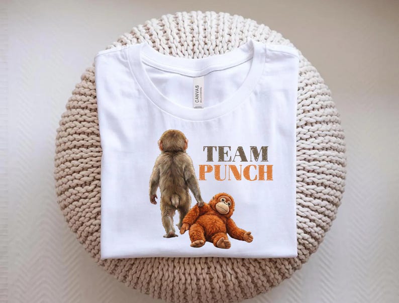 Monkey Punch Graphic Shirt Baby Monkey Holding Plush Toy SHIRT M